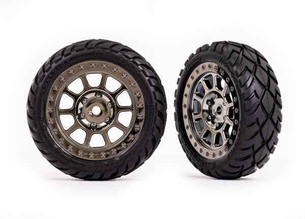 Traxxas Front Black Chrome w/ Anaconda Tires - - Traxxas