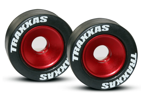 Traxxas Machined Aluminum Wheels w/ Rubber Tires (Wheelie Bar) (2) - - Traxxas
