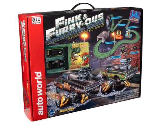 AUTO WORLD 14' RAT FINK FINK & FURRY-OUS UNDERGROUND RACING SLOT RACE SET HO SCALE - - BCY service