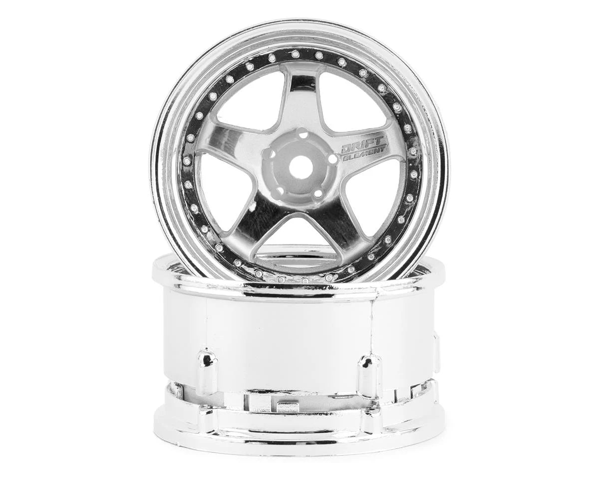 DS Racing Drift Element 5 Spoke Drift Wheels (Triple Chrome) (2) (Adjustable Offset) w/12mm Hex - - AMain Distributing