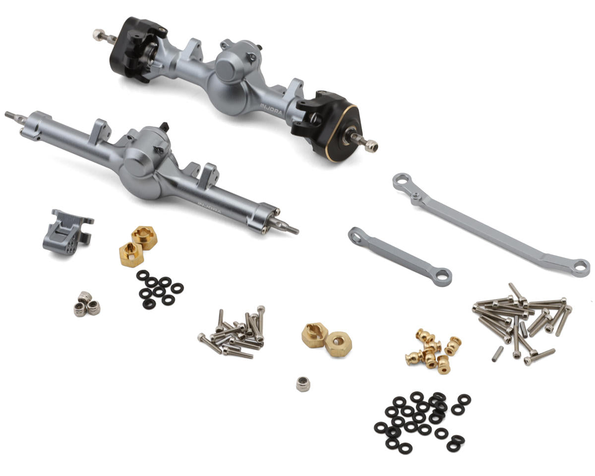 Injora Axial SCX24 +4mm Nylon Front & Rear Planet Axles w/Double Joint Driveshafts & Brass Steering Knuckles - - AMain Distributing