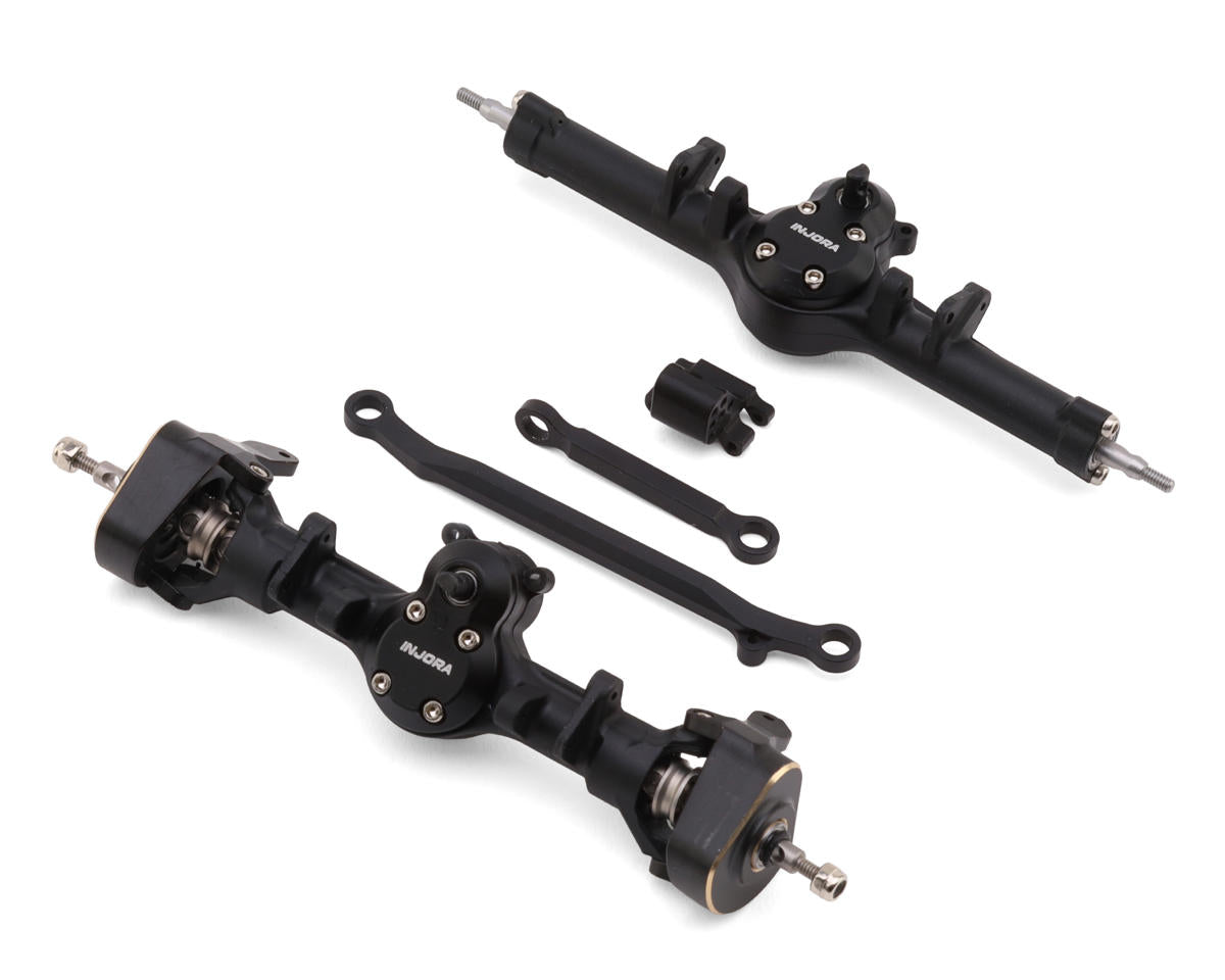 Injora Axial SCX24 +4mm Nylon Front & Rear Planet Axles w/Double Joint Driveshafts & Brass Steering Knuckles - - AMain Distributing