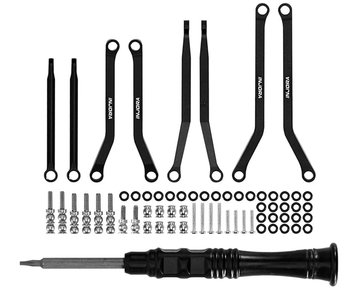 Injora Axial SCX30 Aluminum High Clearance Suspension Links Set (Black) - - AMain Distributing