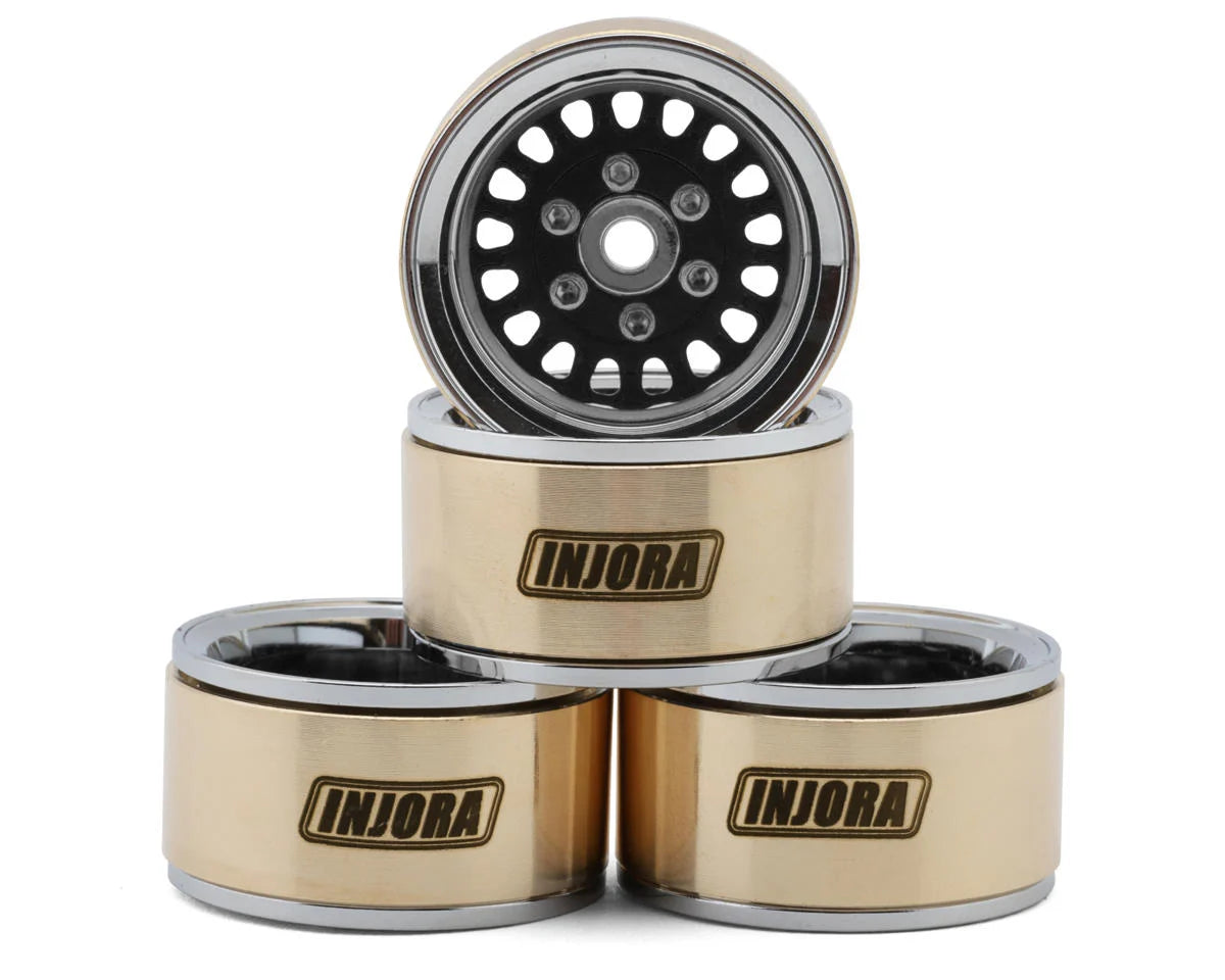 Injora 1.0" ModuWheel Brass & Aluminum Micro Crawler Beadlock Wheels (4) (21g ea) (-4.4mm Offset)