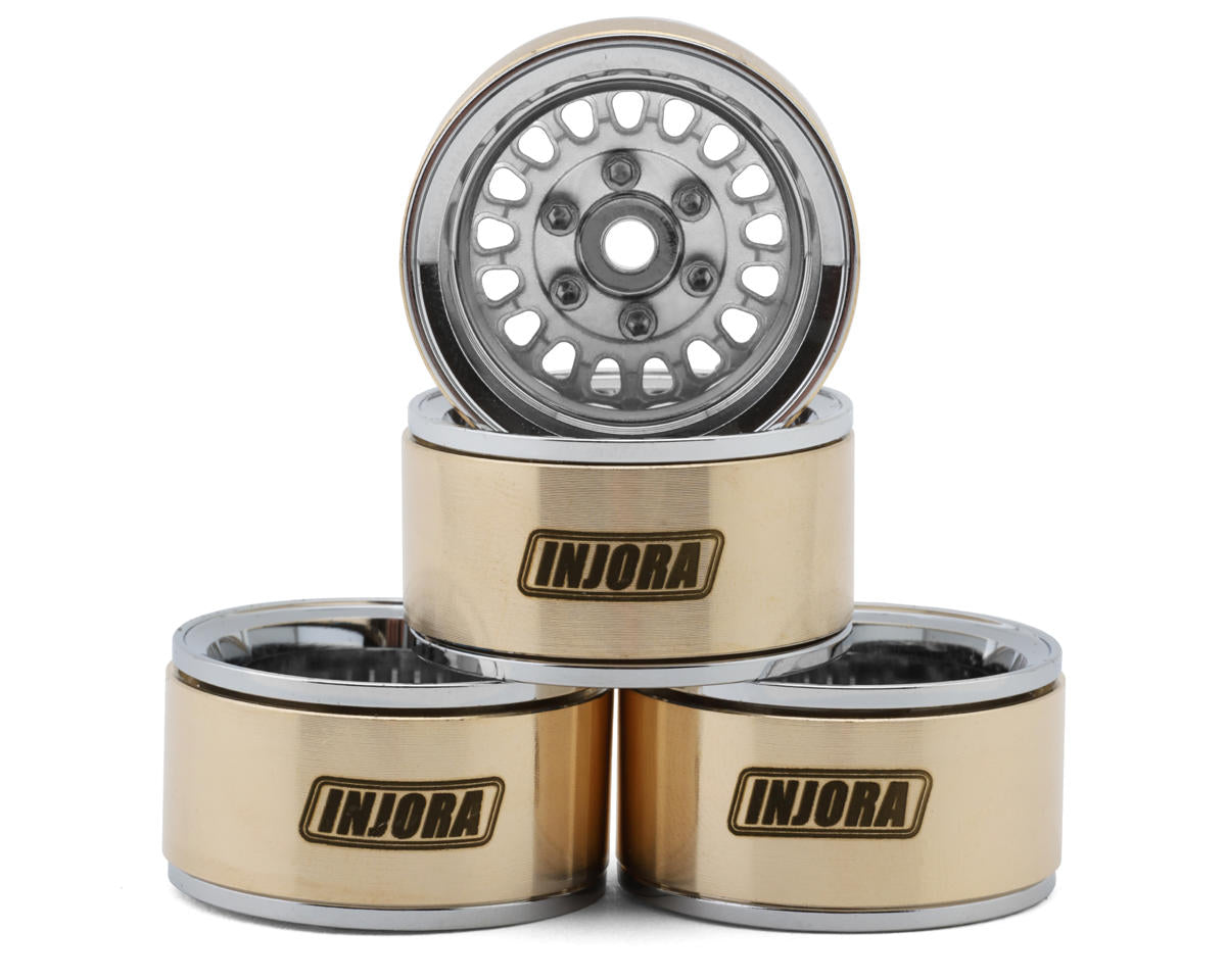 Injora 1.0" ModuWheel Brass & Aluminum Micro Crawler Beadlock Wheels (4) (21g ea) (-4.4mm Offset)