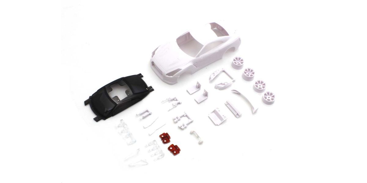 KYOSHO MINI Z Nissan GT-R (R35) White Body Set, w/Rim for AWD - - HRP Distributing, Inc.