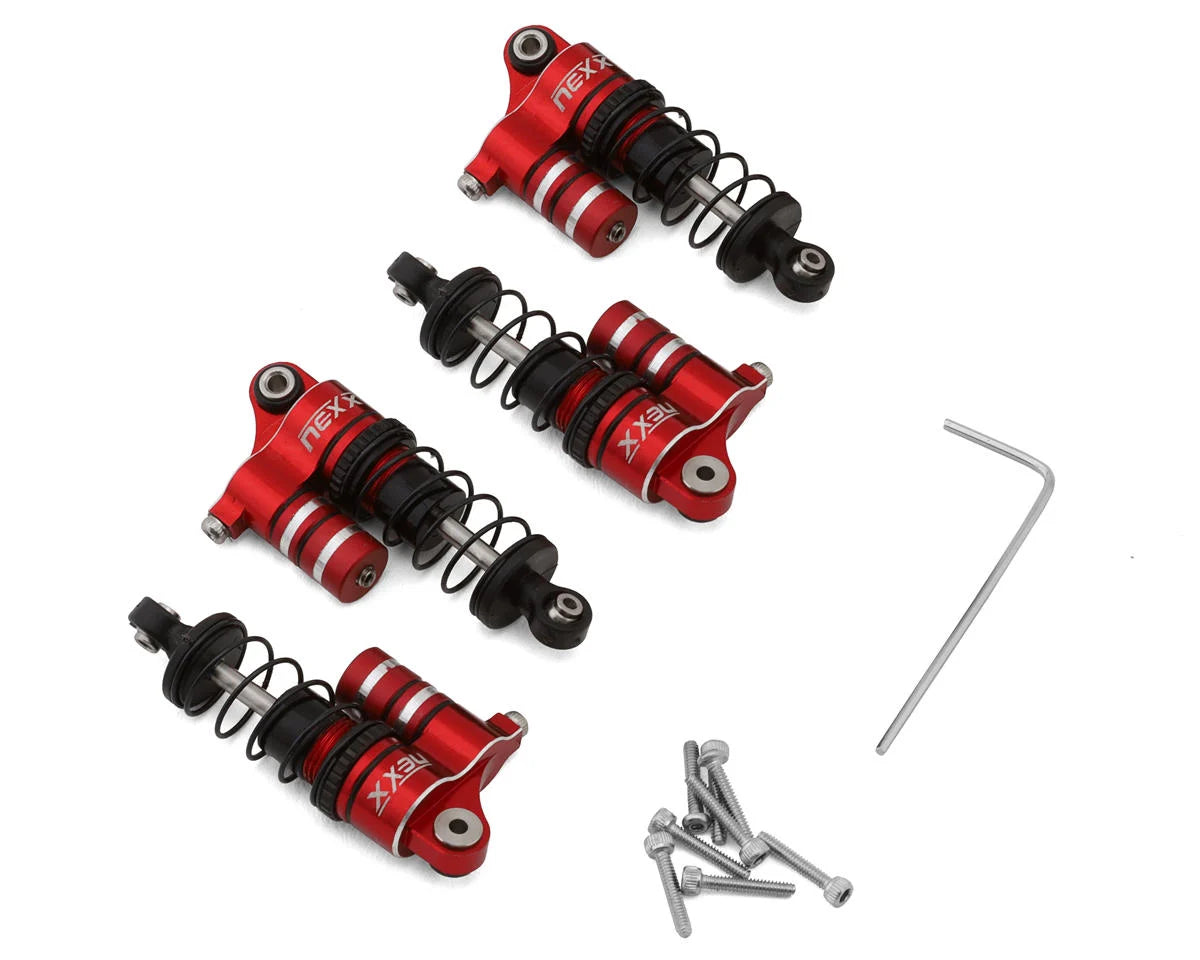 NEXX Racing Losi® Micro-B Aluminum Oil-Filled Threaded Reservoir Shocks (Red) (4) - - AMain Distributing