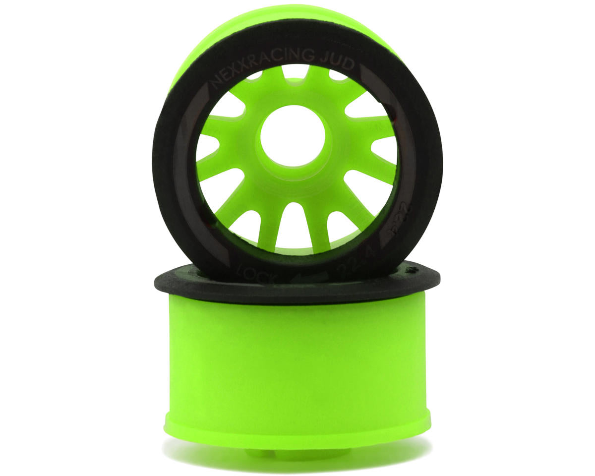NEXX Racing Mini-Z RWD "JUD" EVO Rear Threaded Side-Wall Carbon Fiber Rims (3mm Offset) (Green) (2) - - AMain Distributing