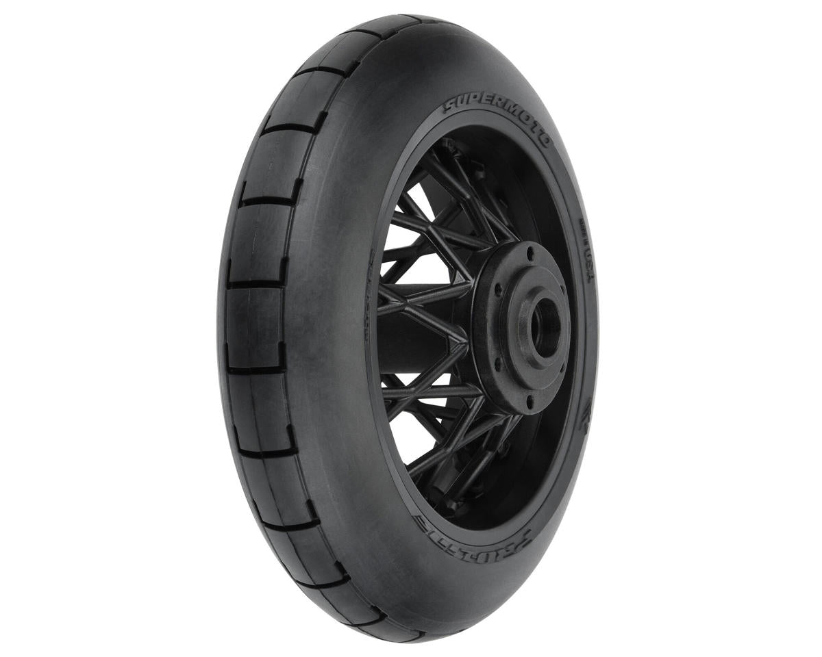 Pro-Line 1/4 Supermoto Motorcycle Rear Tire Pre-Mounted (Black) (1) (S3) - - Horizon Hobbies, Inc.