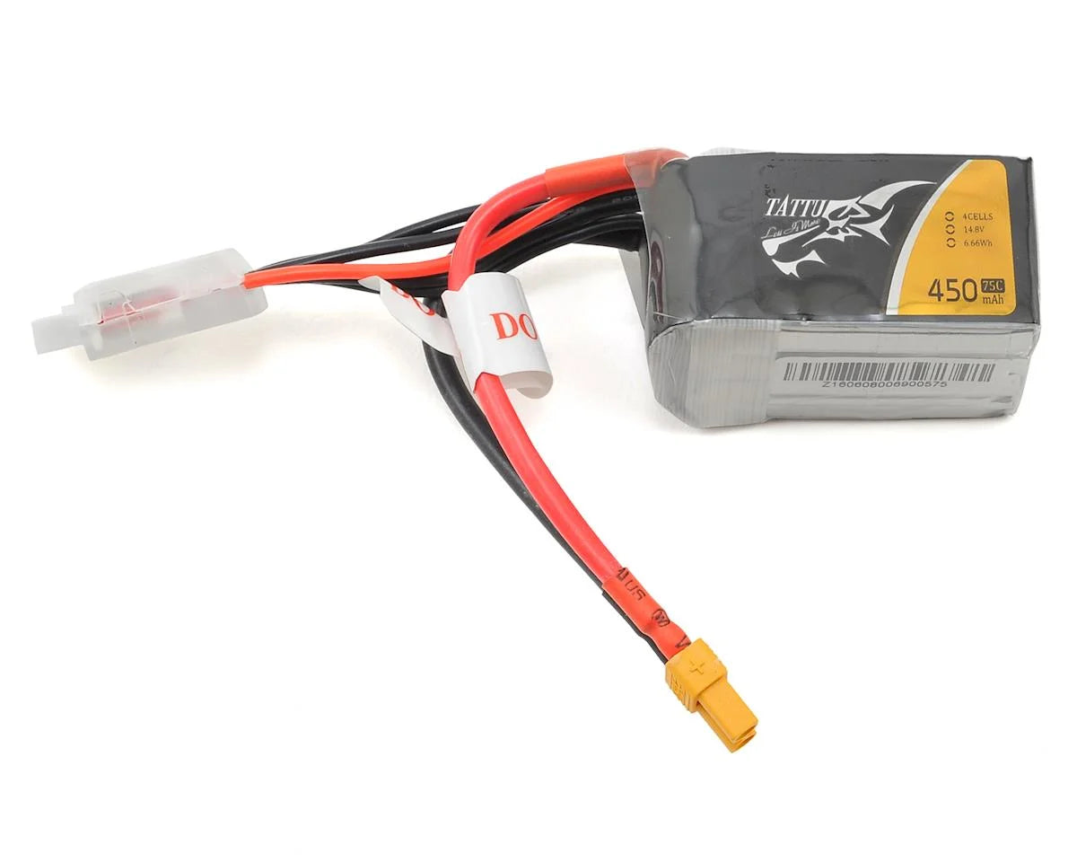 Tattu 4S LiPo Battery 75C (14.8V/450mAh) (JST-XH) w/XT-30 Connector - stpatty - AMain Distributing