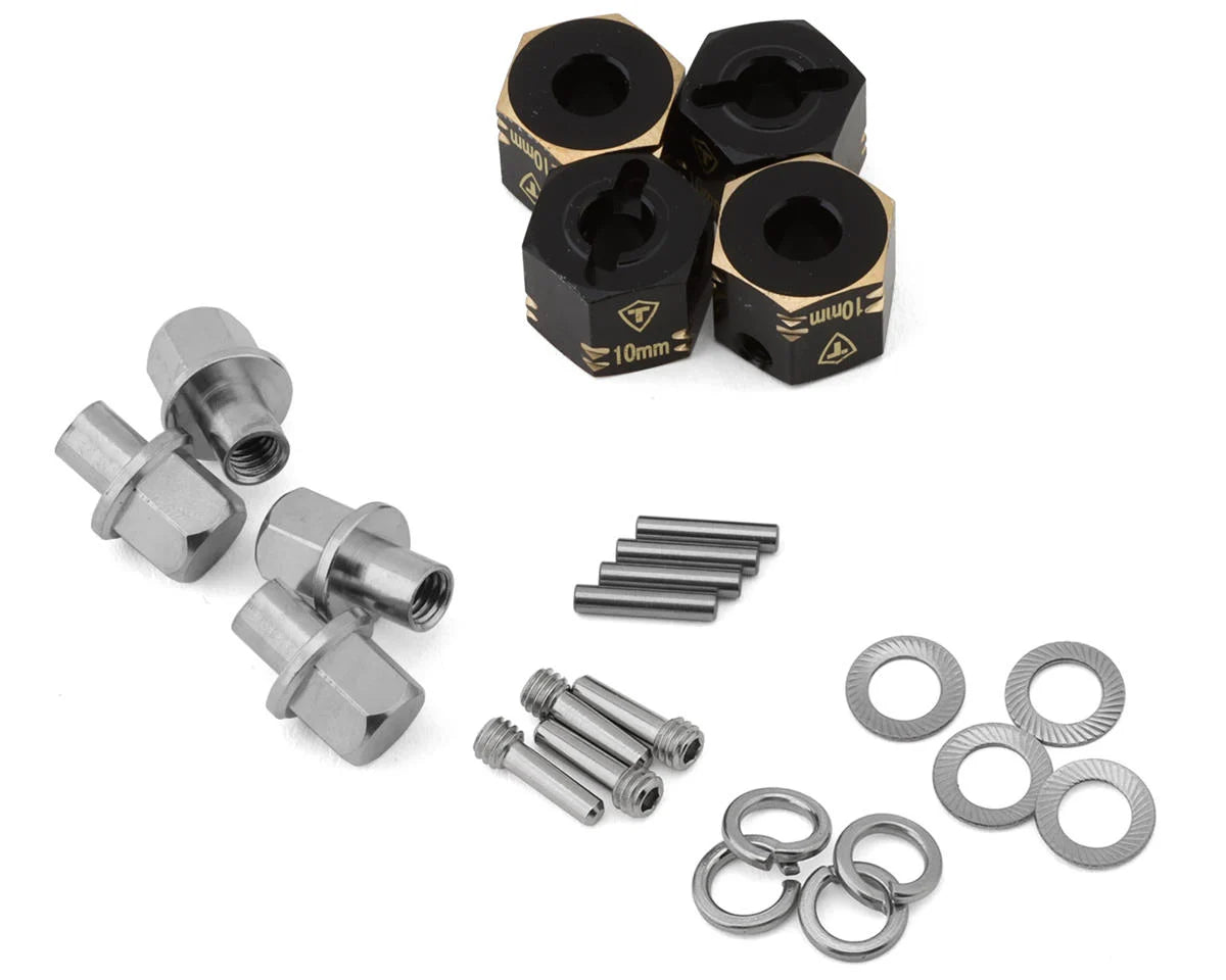 Treal Hobby Capra/SCX10 III 12mm Brass Extended Wheel Hex Adapters (4) (+10mm) - - AMain Distributing