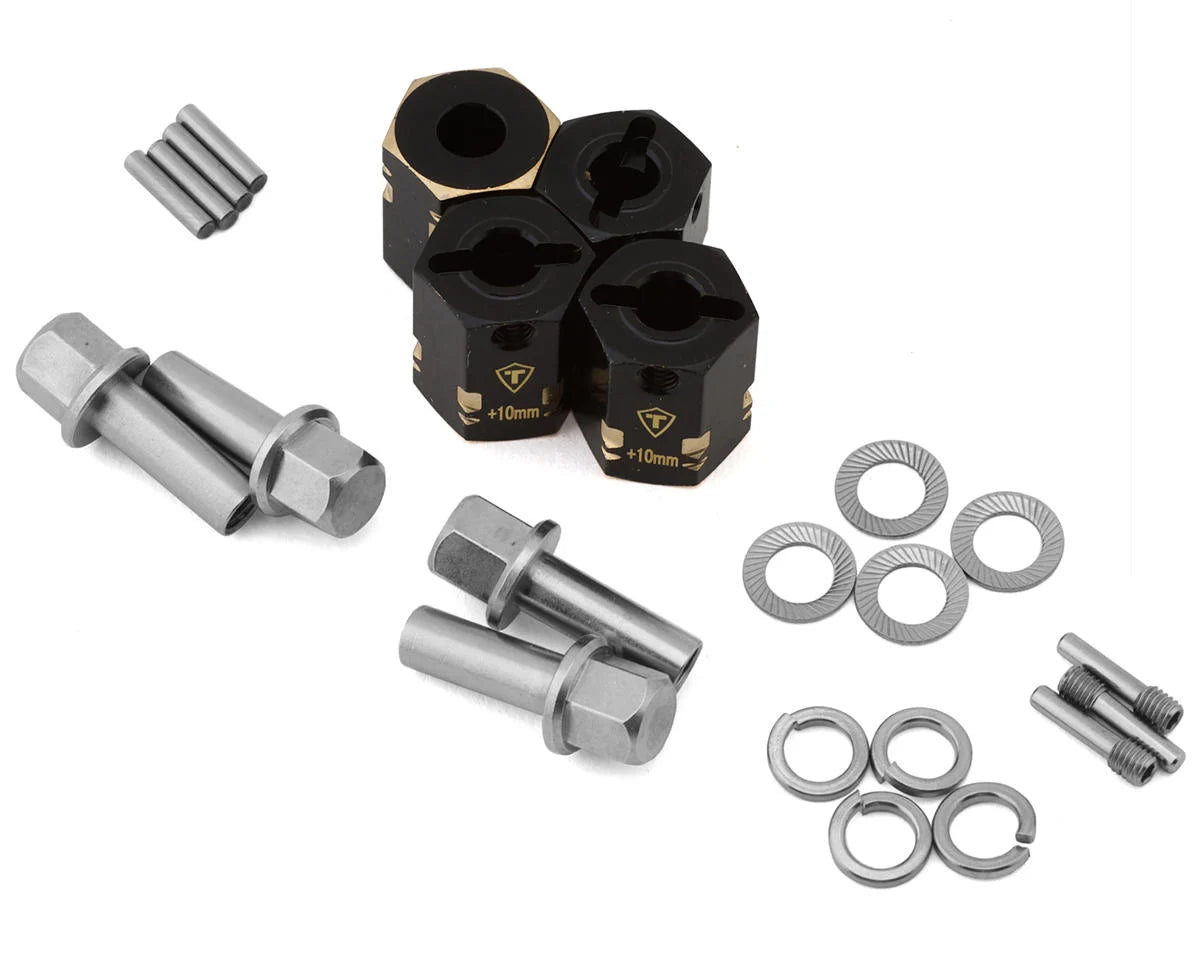 Treal Hobby Capra/SCX10 III 12mm Brass Extended Wheel Hex Adapters (4) (+15mm) - - AMain Distributing