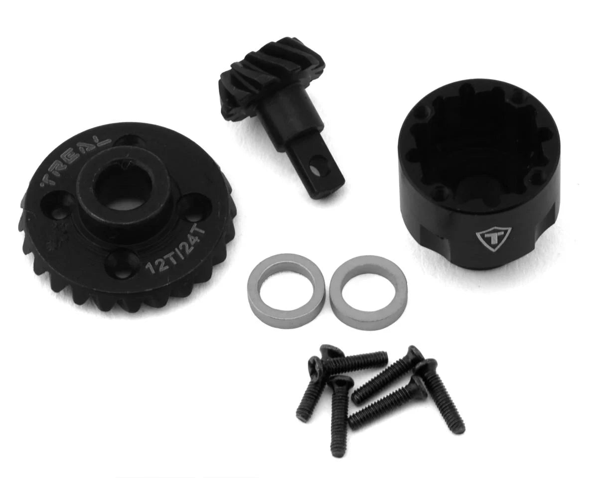 Treal Hobby FCX24 Hardened Steel Differential Gear Set (12T/24T) (Unlocked) - - AMain Distributing