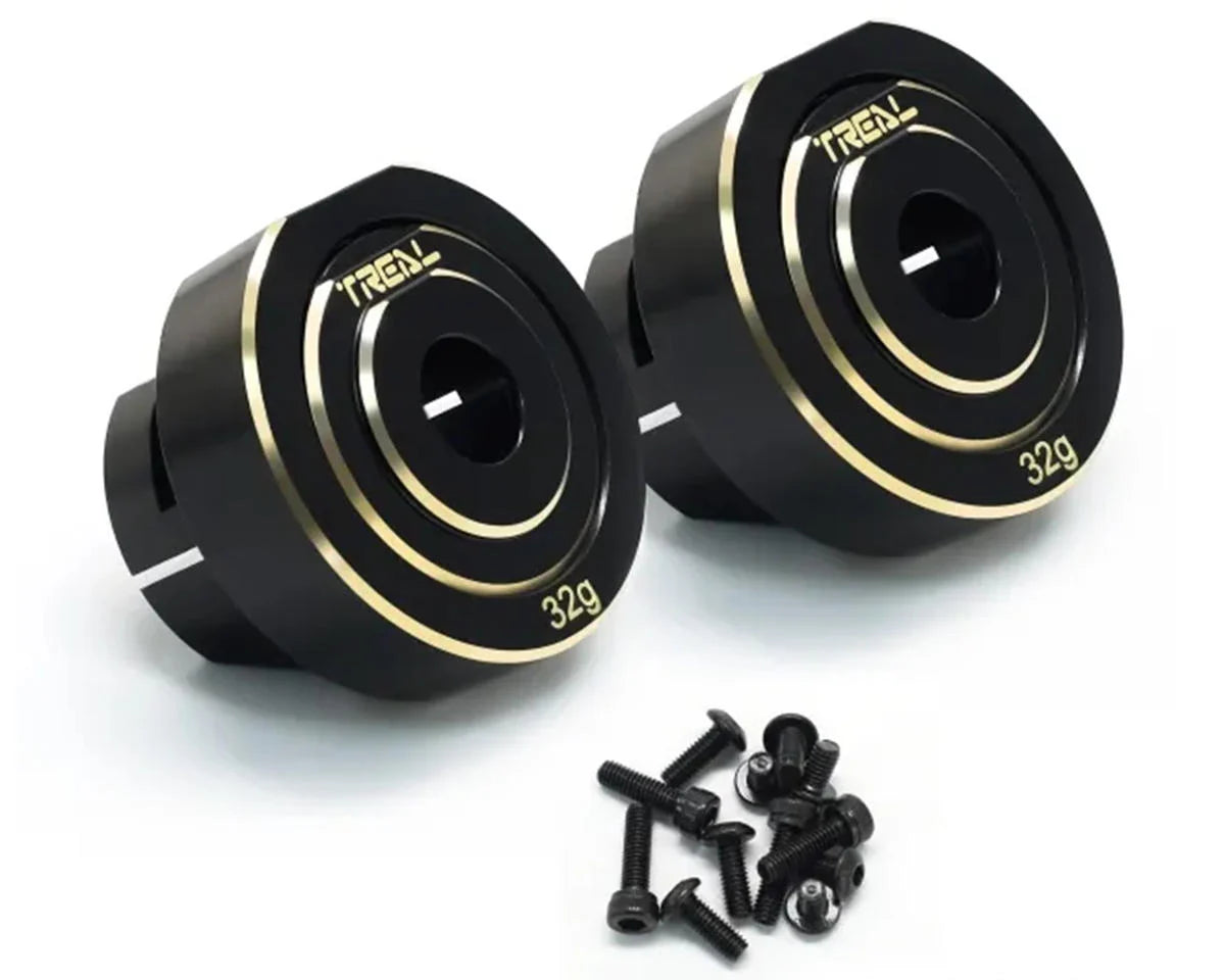 Treal Hobby Axial SCX10 Pro Brass Rear Axle Counter Weight (Black) (2) - - AMain Distributing