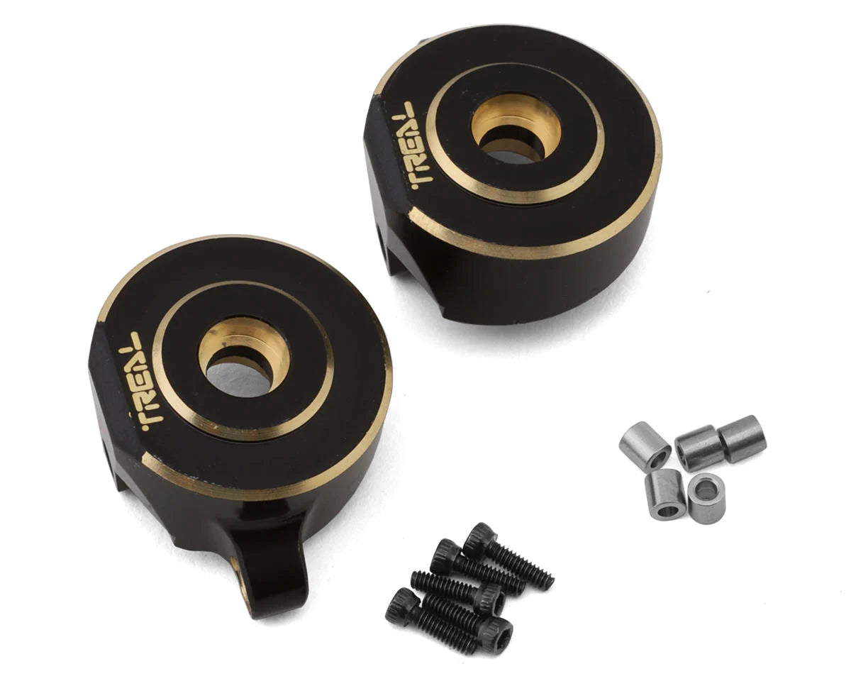 Treal Hobby Axial SCX24 Brass Front Steering Knuckles (Black) (2) (18g) - - AMain Distributing