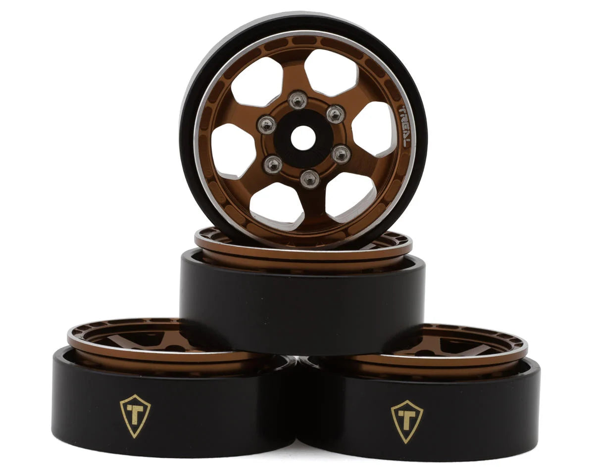 Treal Hobby Type D 1.0" Concave 6-Spok Beadlock Wheels (Bronze) (4) (21.2g) - - AMain Distributing
