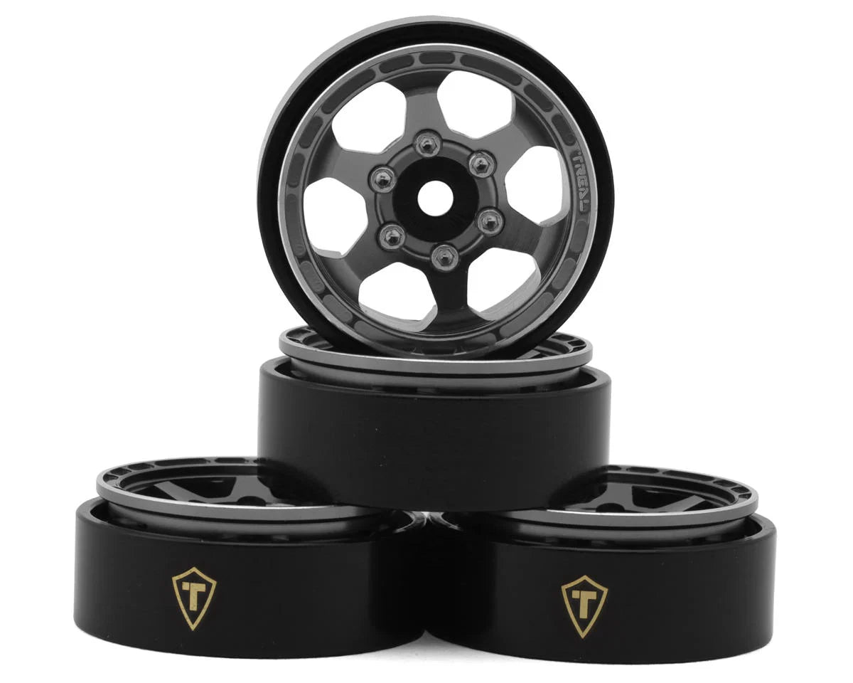 Treal Hobby Type D 1.0" Concave 6-Spok Beadlock Wheels (4) (21.2g)