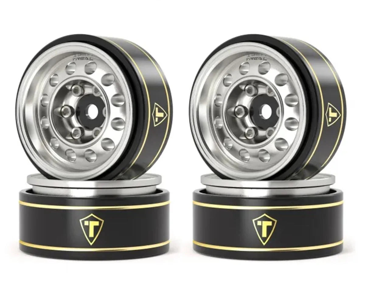Treal Hobby Type K 1.0" 12-Hole Beadlock Classic Vintage Wagon Wheels (Silver) (4) (28.9g)