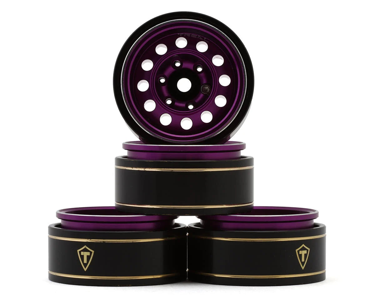 Treal Hobby Type K 1.0" 12-Hole Beadlock Classic Vintage Wagon Wheels (Purple) (4) (28.9g ea) - - AMain Distributing