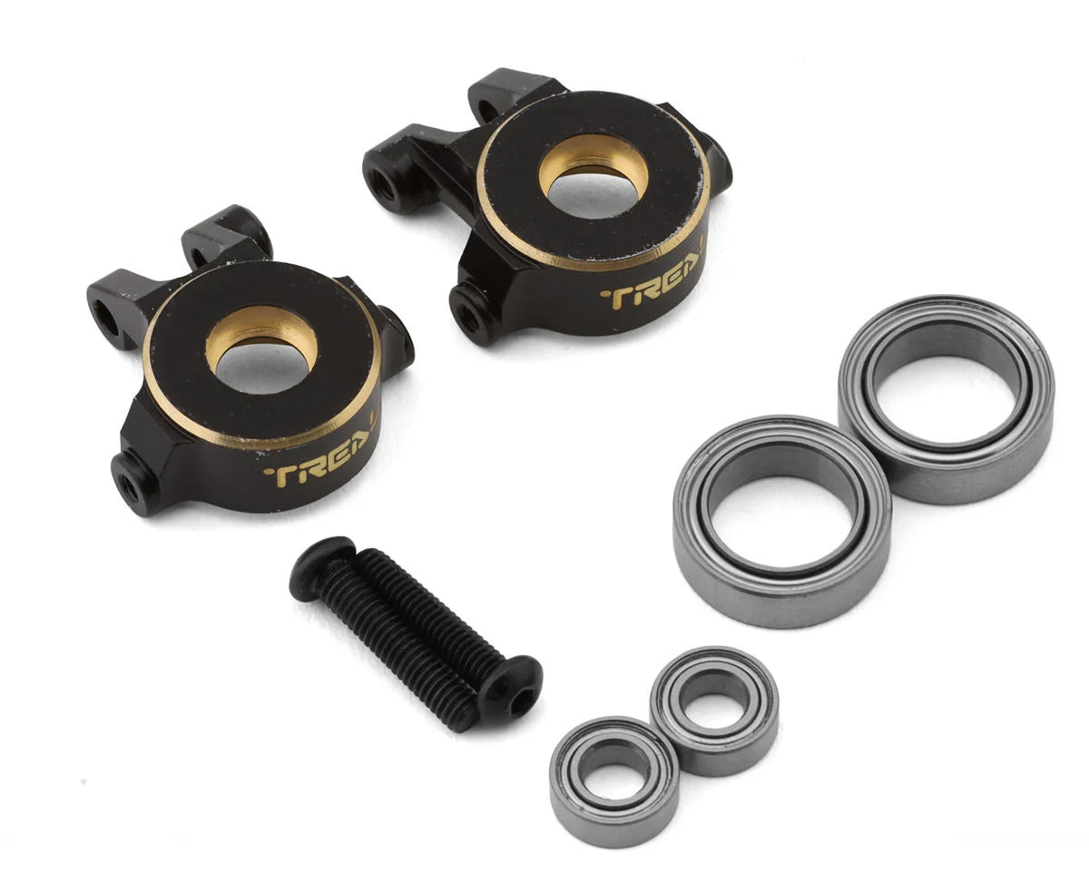 Treal Hobby Brass Front Steering Knuckles for Traxxas TRX-4M (Black) (2) (9.7g) - - AMain Distributing