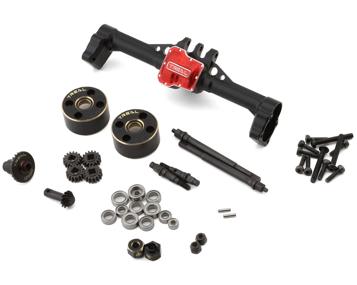 Treal Hobby Aluminum Complete Rear Portal Axle for Traxxas TRX-4M w/Brass Covers - - AMain Distributing