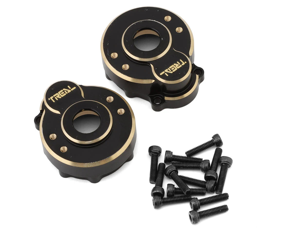 Treal Hobby Heavy Brass Outer Portal Housing Covers for Traxxas TRX-4 (Black) (2) (42g) - - AMain Distributing