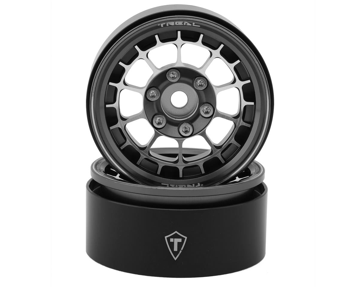 Treal Hobby Type A 1.9'' Spoked Beadlock Wheels (Titanium) (2) - - AMain Distributing