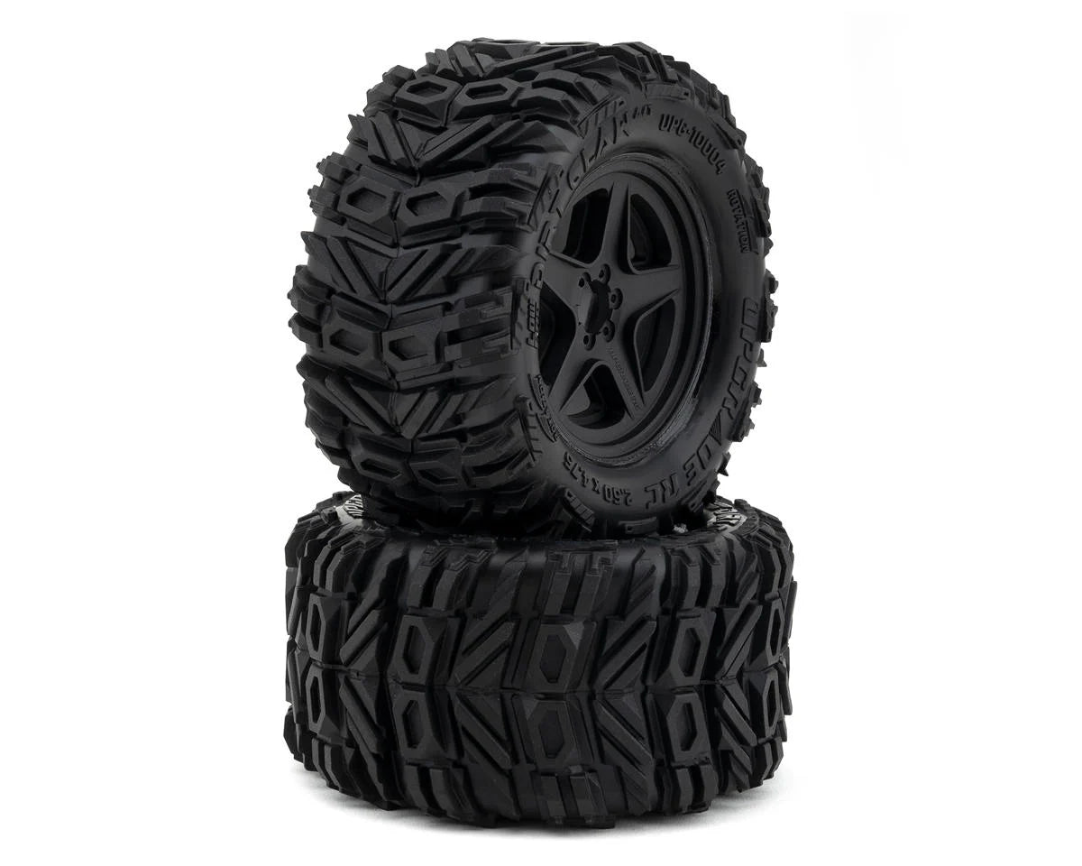 UpGrade RC Low-Pro BELTED Dirt Claw 2.8" Pre-Mounted All-Terrain Tires w/5-Star Wheels (2) (17mm/14mm/12mm Hex) - stpatty - AMain Distributing
