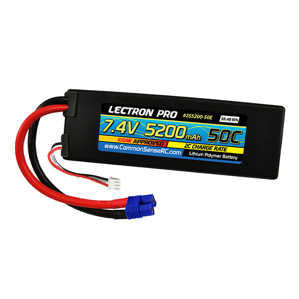 Common Sense RC Lectron Pro 7.4V 5200mAh 50C Lipo Battery with EC3 Connector - Remote Control Toys - Common Sense RC