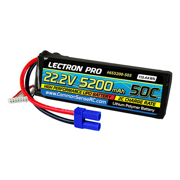 Common Sense RC Lectron Pro 22.2V 5200mAh 50C Lipo Battery with EC5 Connector - Remote Control Toys - Common Sense RC