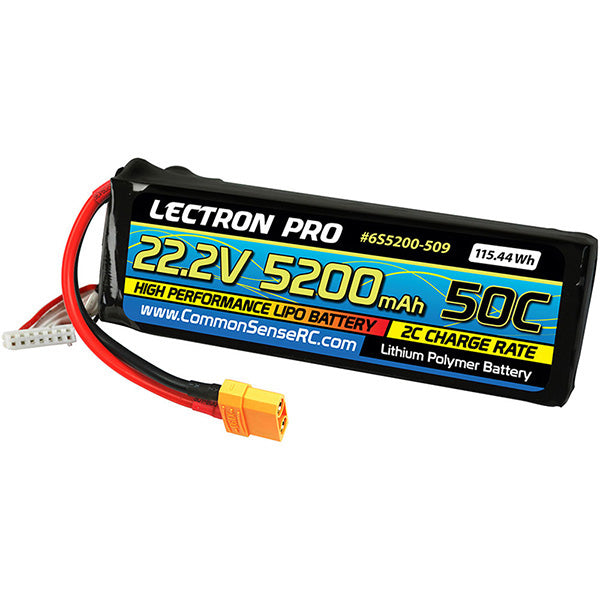 Common Sense RC Lectron Pro 22.2V 5200mAh 50C Lipo Battery with XT90 Connector - Battery - Common Sense RC