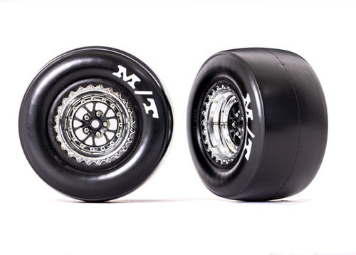 Traxxas 9476x Tires & wheels premounted (Weld glossy black wheels) (2) - - Traxxas