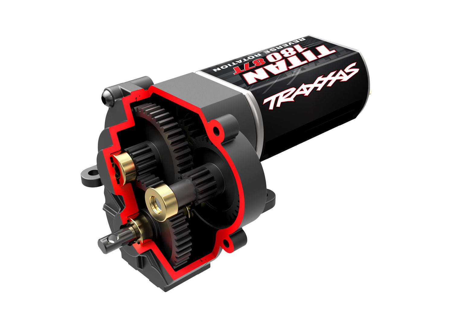 TRAXXAS Transmission, complete (low range (crawl) gearing) (40.3:1 reduction ratio) (includes Titan® 87T motor) - - Traxxas