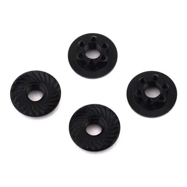 Team Associated Factory Team 4mm Low Profile Serrated Wheel Nuts (Black) (4) - Remote Control Toys - Associated Electrics INC