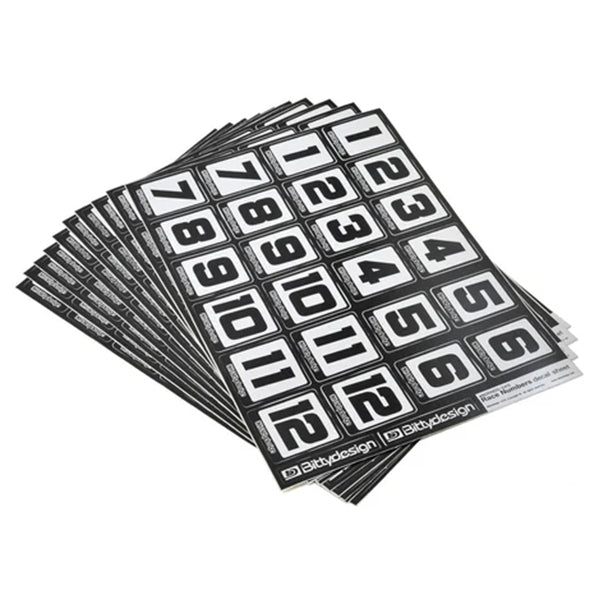 Bittydesign Race Number Decal Sheet (Large Pack - 10 Sheets) - Remote Control Toys - AMain Distributing
