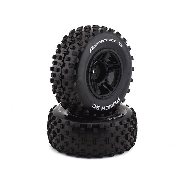 DuraTrax Punch Pre-Mounted Short Course Front Tires (Black) (2) (Soft - C2) - Wheel/Tires - Horizon Hobbies, Inc.