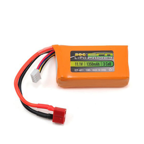 EcoPower "Electron" 3S LiPo 20C Battery (11.1V/1350mAh) w/T-Style Connector (Discontinued) - Remote Control Toys - AMain Distributing