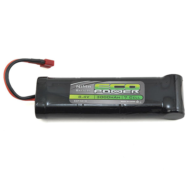 EcoPower 7-Cell NiMH Stick Pack Battery w/T-Style Connector (8.4V/3000mAh) - Remote Control Toys - AMain Distributing