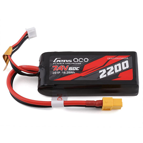 Gens Ace 2s LiPo Battery 60C (7.4V/2200mAh) w/XT-60 Connector - Battery - AMain Distributing
