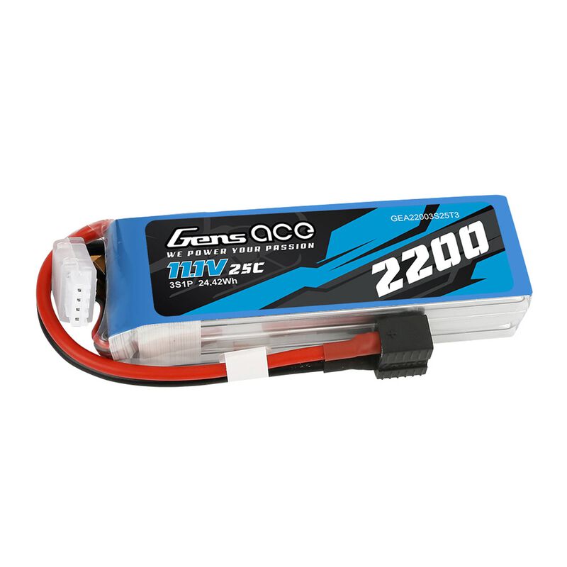 Gens Ace 3s LiPo Battery Pack 25C (11.1V/2200mAh) w/Universal Connector - Battery - Horizon Hobbies, Inc.