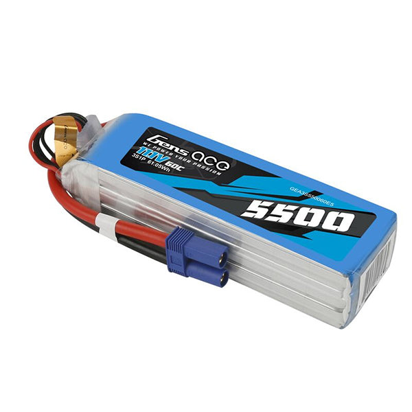 Gens Ace 3s LiPo Battery 60C (11.1V/5500mAh) w/EC5 Connector - Remote Control Toys - AMain Distributing