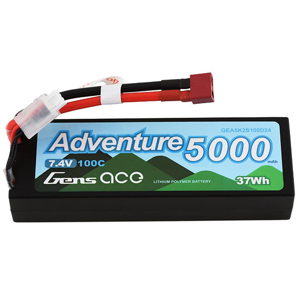 Gens Ace 2s LiPo Battery 100C (7.4V/5000mAh) w/T-Style Connector - Battery - AMain Distributing