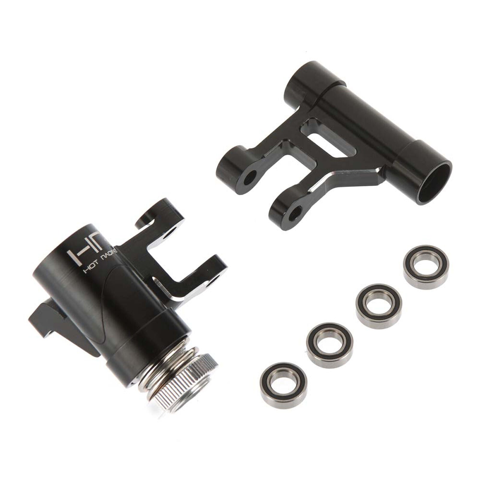 HOT RACING Black Aluminum Bearing Steering: Losi DBXL, Monster Truck XL - - Horizon Hobbies, Inc.