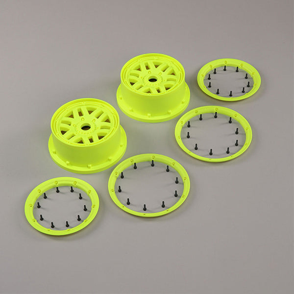 Losi 5ive-T 2.0 1/5 Scale Beadlock Wheel Set (Yellow) (2) w/24mm Hex - Remote Control Toys - Horizon Hobbies, Inc.