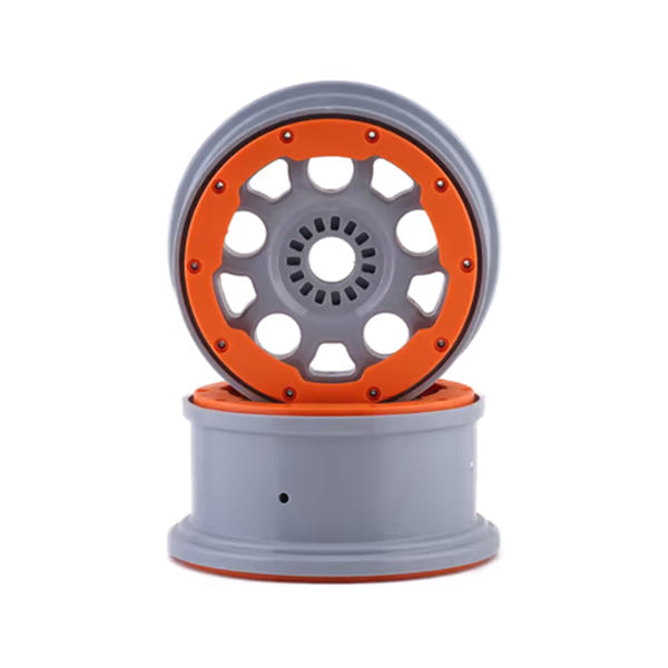 Losi DBXL-E 2.0 4.75" 1/5 Beadlock Wheels w/24mm Hex (Silver/Orange) (2) - Wheel/Tires - Horizon Hobbies, Inc.