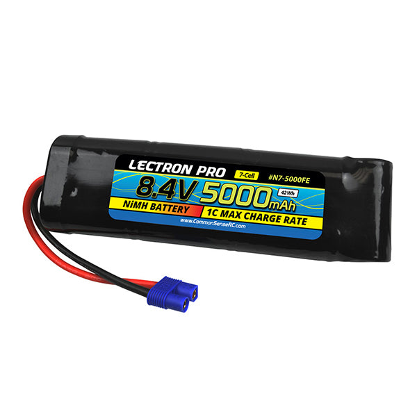 Common Sense RC Lectron Pro NiMH 8.4V (7-cell) 5000mAh Flat Pack with EC3 Connector - Battery - Common Sense RC