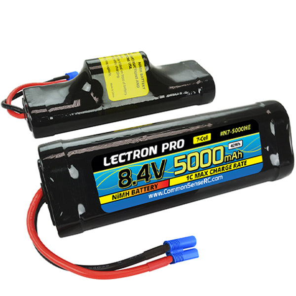 Common Sense RC Lectron Pro NiMH 8.4V (7-cell) 5000mAh Hump Pack with EC3 Connector - Battery - Common Sense RC
