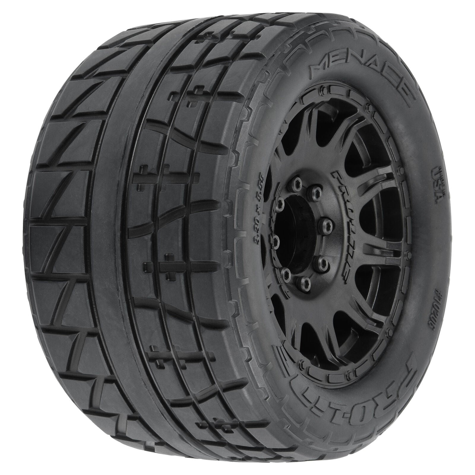 Pro-Line 1/8 Menace HP BELTED Fr/Rr 3.8" MT Tires Mounted 17mm Black Raid (2) - Wheel/Tires - Horizon Hobbies, Inc.