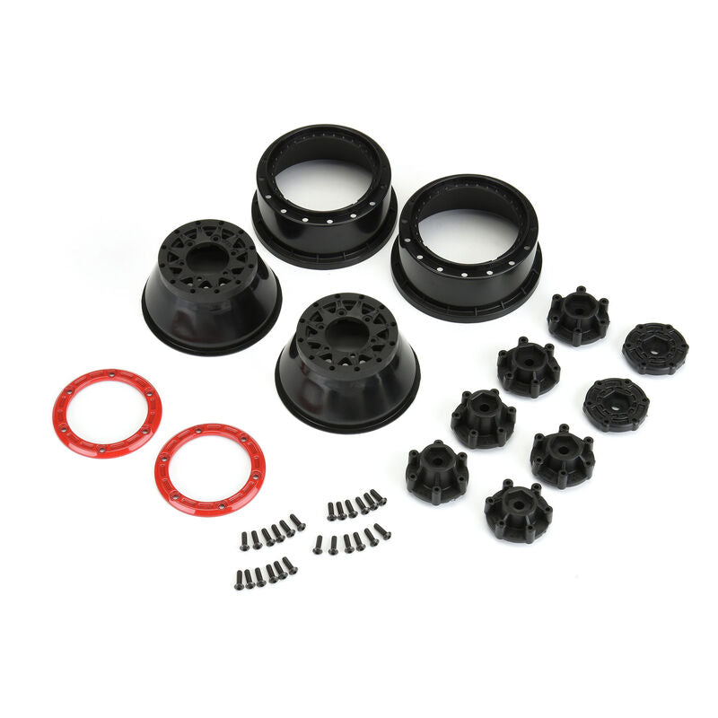 Pro-Line 1/10 Raid Bead-Loc Fr/Rr 2.2"/3.0" 12 & 14mm SC Wheels (2) Red/Black - Wheel/Tires - Horizon Hobbies, Inc.