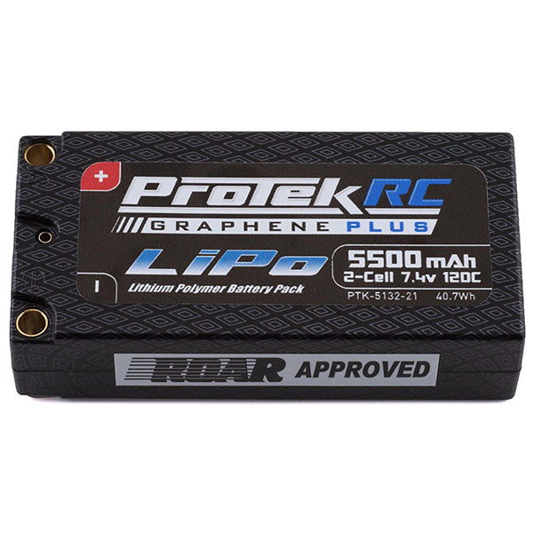 ProTek RC "Drag Race" 2S 120C Si-Graphene + Shorty LiPo Battery (7.4V/5500mAh) w/5mm Connectors - Battery - AMain Distributing